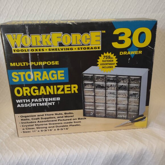 WorkForce 30-Drawer Storage Organizer Toolbox Shelving UNUSED in Box - Picture 1 of 9